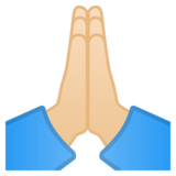 双手合十、祈祷的手：浅肤色emoji素材一 160x160像素