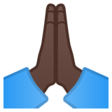 双手合十、祈祷的手：深色肤色emoji素材一 160x160像素