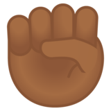 举起的拳头：中黑肤色emoji素材一 160x160像素