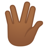 手指分开的手礼：中黑肤色emoji素材一 160x160像素