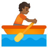 单人划艇：中等深色肤色emoji素材一 160x160像素