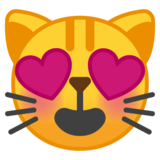 眼里有爱心的笑脸猫emoji素材一 160x160像素