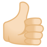 竖起大拇指：浅肤色emoji素材一 160x160像素