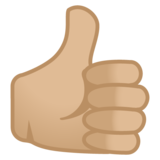 竖起大拇指：中等浅肤色emoji素材一 160x160像素