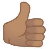 竖起大拇指：中等肤色emoji素材一 160x160像素
