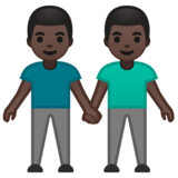 男人牵手：深色肤色emoji素材一 160x160像素