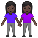 女性牵手：深色肤色emoji素材一 160x160像素