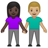 男女牵手：深色肤色，中浅肤色emoji素材一 160x160像素