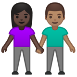 男女牵手：深色肤色，中等肤色emoji素材一 160x160像素