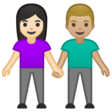 男女牵手：浅肤色，中浅肤色emoji素材一 160x160像素
