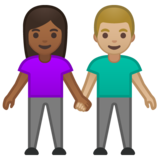 男女牵手：中暗肤色，中浅肤色emoji素材一 160x160像素