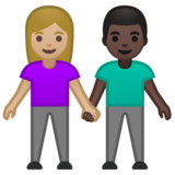 男女牵手：中浅肤色，深色肤色emoji素材一 160x160像素
