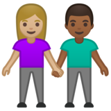 男女牵手：中浅肤色，中深肤色emoji素材一 160x160像素