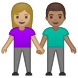 男女牵手：中浅肤色，中浅肤色emoji素材一 160x160像素