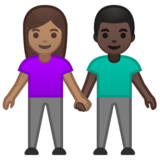 男女牵手：中等肤色，深色肤色emoji素材一 160x160像素