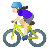 女子自行车：浅肤色emoji素材一 160x160像素