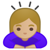 女性鞠躬：中等浅肤色emoji素材一 160x160像素