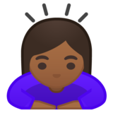 女性鞠躬：中黑肤色emoji素材一 160x160像素