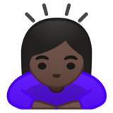 女人鞠躬：深色肤色emoji素材一 160x160像素