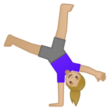 侧手翻的女人：中浅肤色emoji素材一 160x160像素