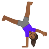 侧手翻的女人：中等深色肤色emoji素材一 160x160像素