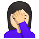 女性面部按摩：浅肤色emoji素材一 160x160像素