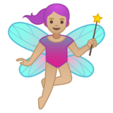 女仙女：中浅肤色emoji素材一 160x160像素