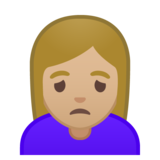 女人皱眉：中等浅肤色emoji素材一 160x160像素