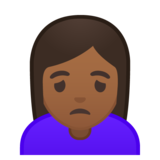 女人皱眉：中等深色肤色emoji素材一 160x160像素