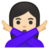 打“不”手势的女人：浅肤色emoji素材一 160x160像素