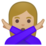 打“不”手势的女人：中等浅肤色emoji素材一 160x160像素