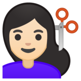 女性理发：浅肤色emoji素材一 160x160像素