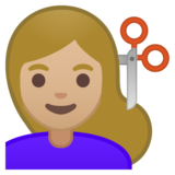 女士理发：中等浅肤色emoji素材一 160x160像素