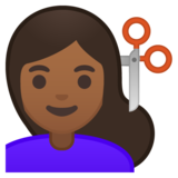 女士理发：中等深色肤色emoji素材一 160x160像素