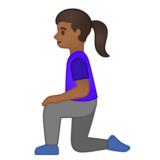 跪着的女人：中黑肤色emoji素材一 160x160像素