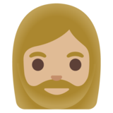 有络腮胡子的女人: 中等-浅肤色emoji素材一 160x160像素