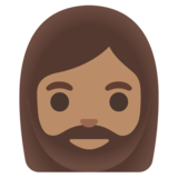 有络腮胡子的女人: 中等肤色emoji素材一 160x160像素