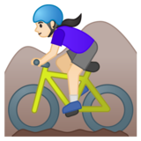 女子山地自行车：浅肤色emoji素材一 160x160像素