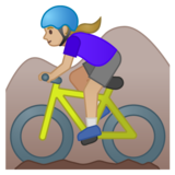 女子山地自行车：中浅肤色emoji素材一 160x160像素