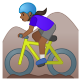 女子山地自行车：中等深色肤色emoji素材一 160x160像素