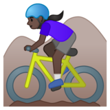 女子山地自行车：深色肤色emoji素材一 160x160像素