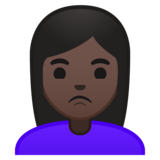 女人撅嘴：深色肤色emoji素材一 160x160像素