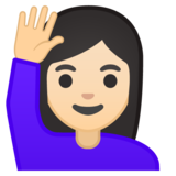 举手的女人：浅肤色emoji素材一 160x160像素