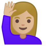 举手的女人：中等浅肤色emoji素材一 160x160像素