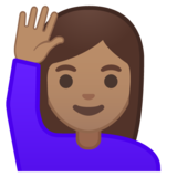 举手的女人：中等肤色emoji素材一 160x160像素