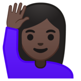 举手的女人：深色肤色emoji素材一 160x160像素
