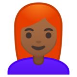 女性：中黑肤色，红发emoji素材一 160x160像素