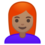 女性：中等肤色，红发emoji素材一 160x160像素