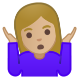 女人耸肩：中等浅肤色emoji素材一 160x160像素