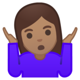 女人耸肩：中等肤色emoji素材一 160x160像素